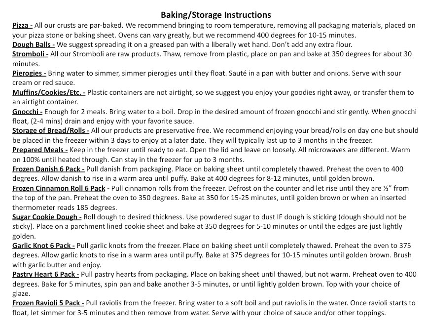Baking Instructions