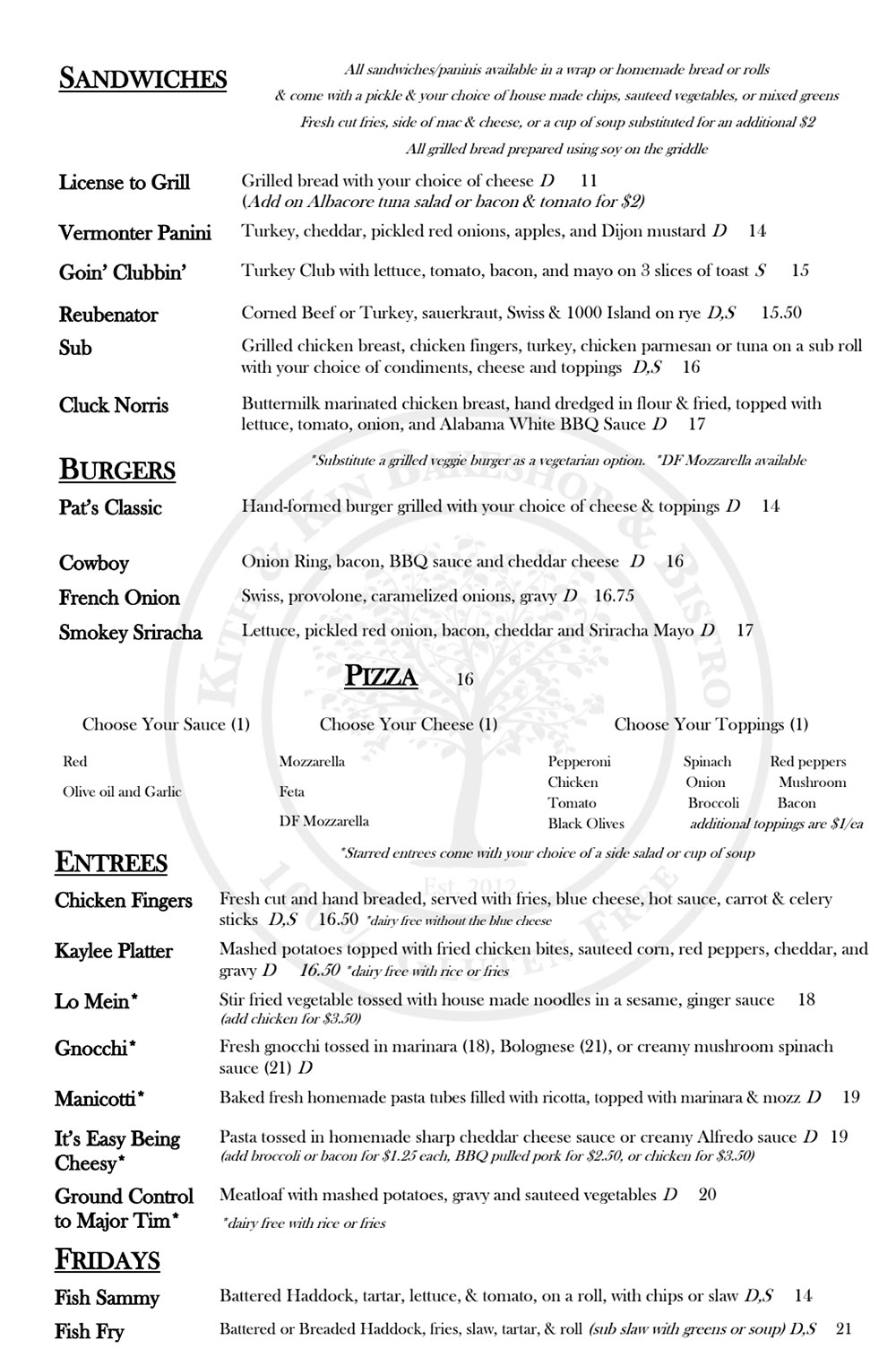 Cafe Menu 2